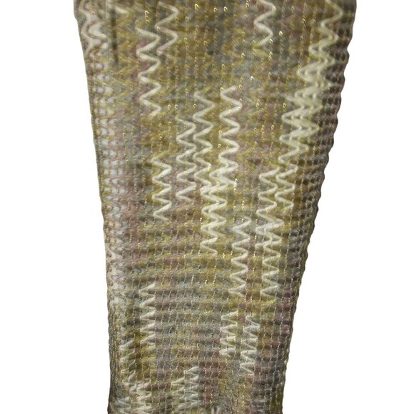 NWT Beige Tan Gold Fringe rectangle loose woven scarf - Estate Find - Picture 3 of 5